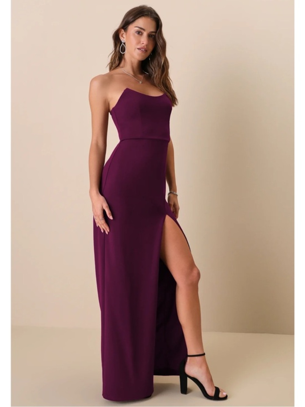 NWT Lulu’s Sensational Beauty Plum Purple Strapless Maxi Dress Medium Party Chic